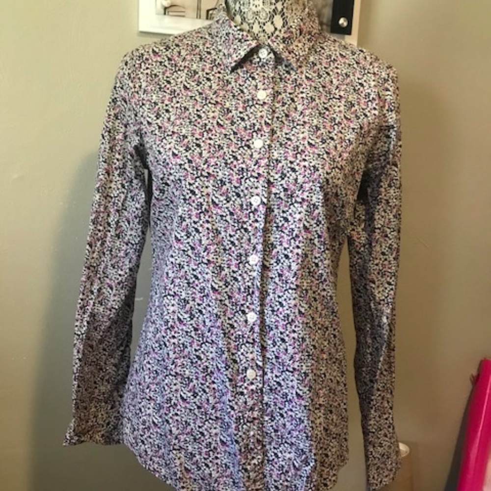 J. Crew Button Down Floral Design Blouse in Women